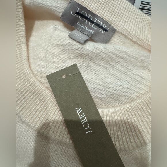 NWT J CREW Cashmere relaxed crewneck sweater in Hthr Muslin ivory - Picture 7 of 7